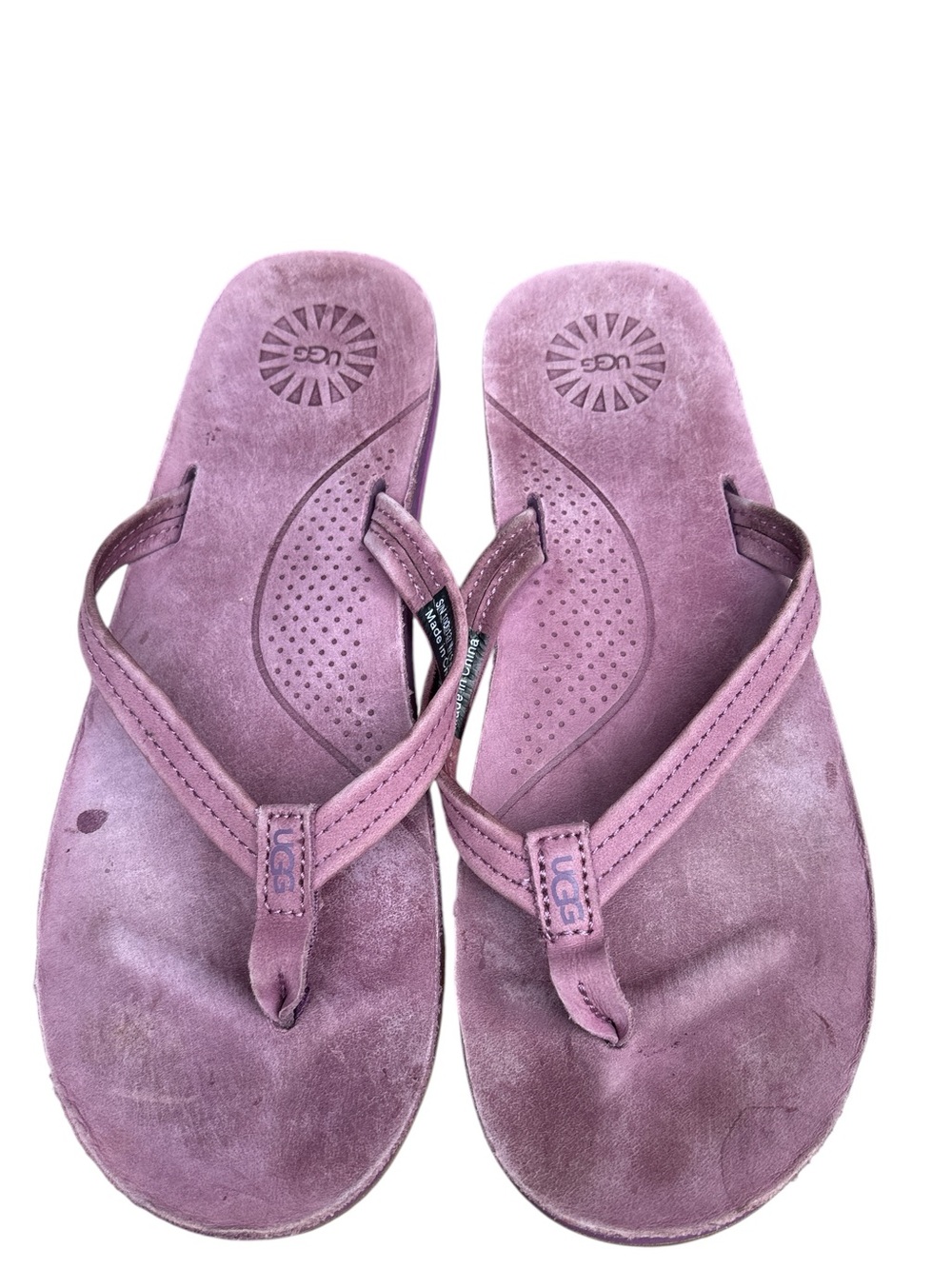 UGG Women's Purple Leather Flip Flop Sandals W7
